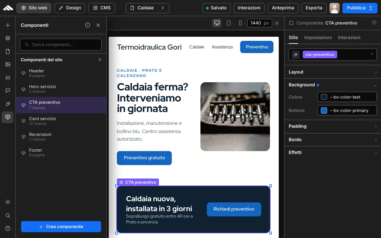 Sezione componenti — Sezioni riusabili