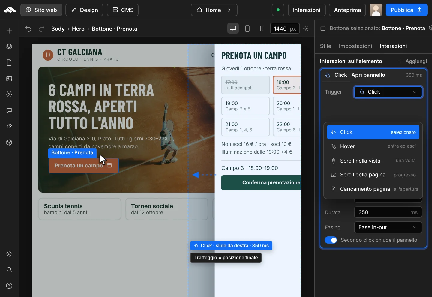 Eventi click, hover, scroll e caricamento pagina