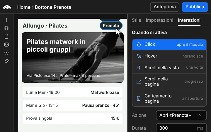 Trigger click, hover e scroll (mobile)
