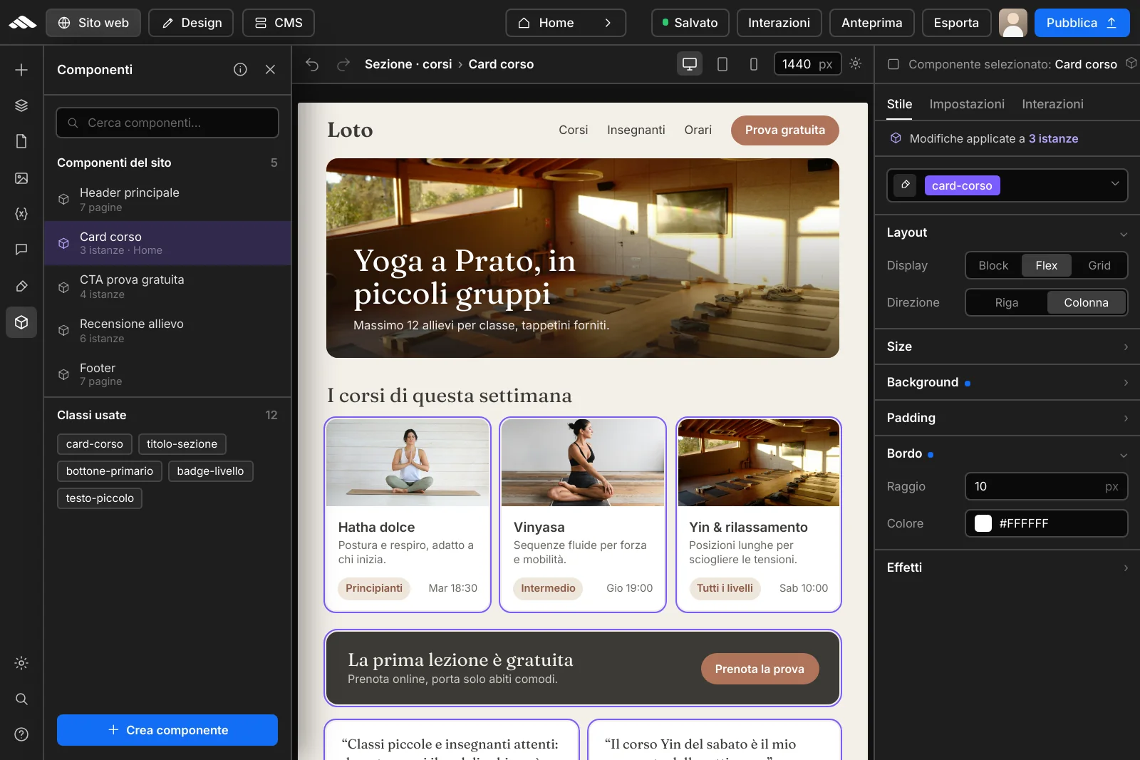 Libreria componenti riutilizzabili nel builder