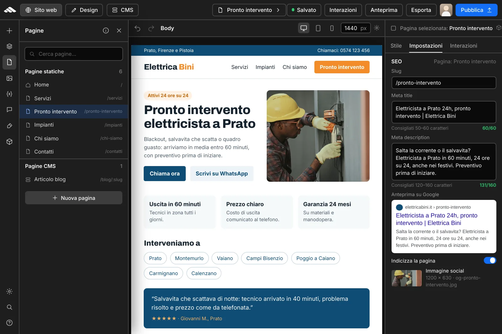 Ottimizzazione SEO e struttura contenuti nel builder