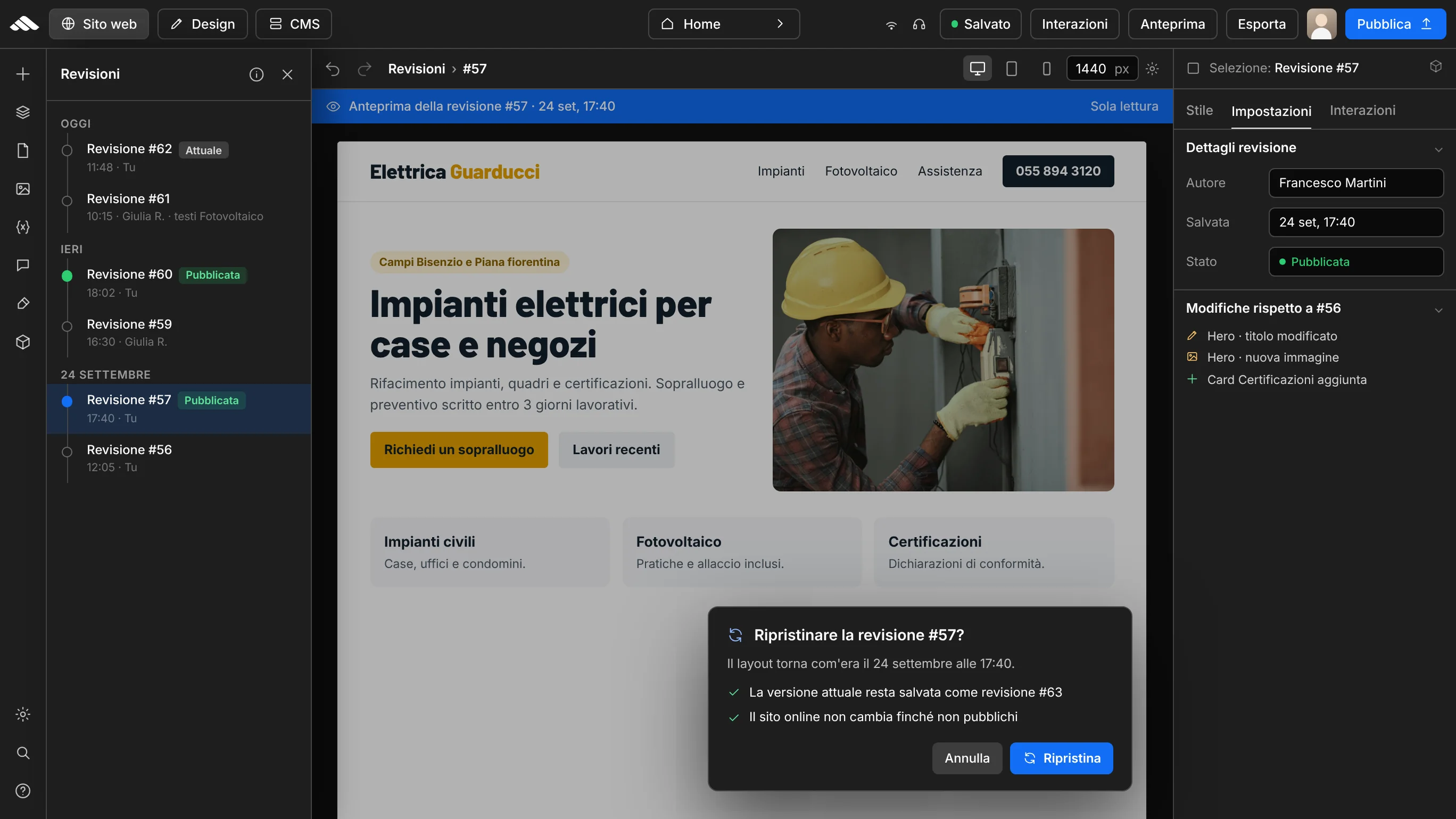 Revisioni progetto e tracciamento modifiche